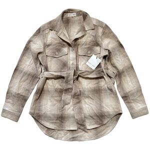 Bella Dahl- Tan Plaid Button Up - NEW WITH TAGS